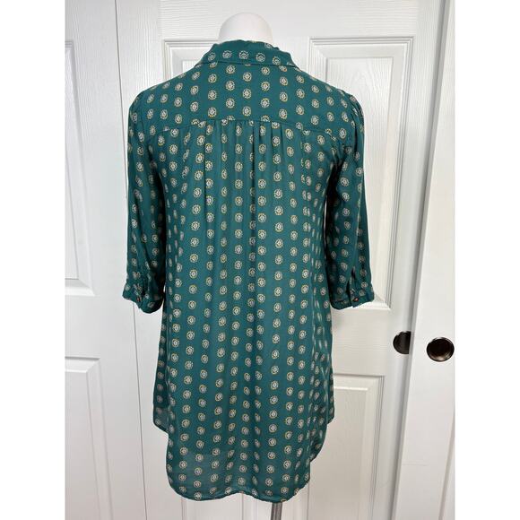 Anthropologie Maeve Monika Tunic Top Teal XS Button Down - Picture 6 of 11